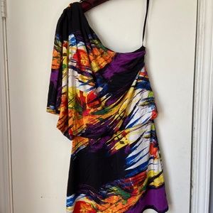 Jessica Simpson One Shoulder Abstract Print Dress